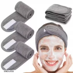 Facial Spa Headband, Adjustable Elastic Headband Grey Pack of 3