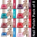 Dazller Quick Dry Long Lasting Nail Polish Pack of 8 Multicolor Combo