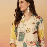 Floral Print Mandarin Collar Viscose Rayon Top