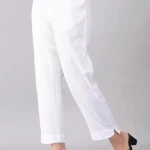 Women Regular Fit White Pure Cotton Trousers