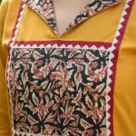 Women Mustard Yellow Cotton Straight Kurti with Printed Yoke