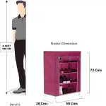 Multipurpose 4 - compartment shoe Rack with Dust Proof Zip Cover