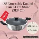 SS Non-stick Kadhai Pan 24 cm Shine (SKP 24)