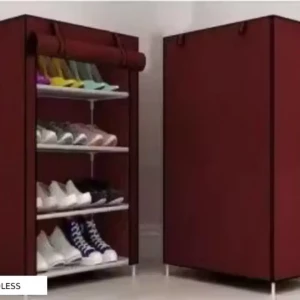 Multipurpose 4 - compartment shoe Rack with Dust Proof Zip Cover