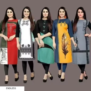 PolysterCrepe fabric-Chitrarekha Graceful Kurtis - Combo of 5