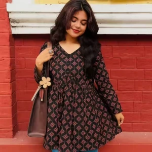 New floral printed pure cotton flex top