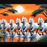Lucky seven horses painting for living room
